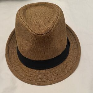 Tan Fedora Hat with Black Band (unisex)